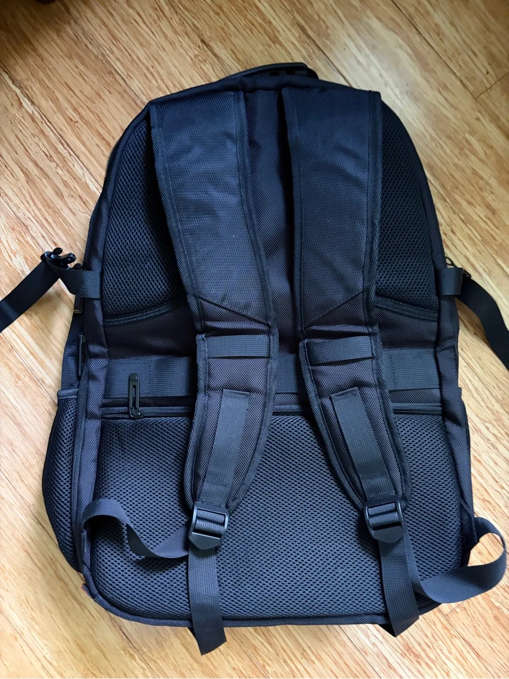 Men's Black Backpack with Red Accents